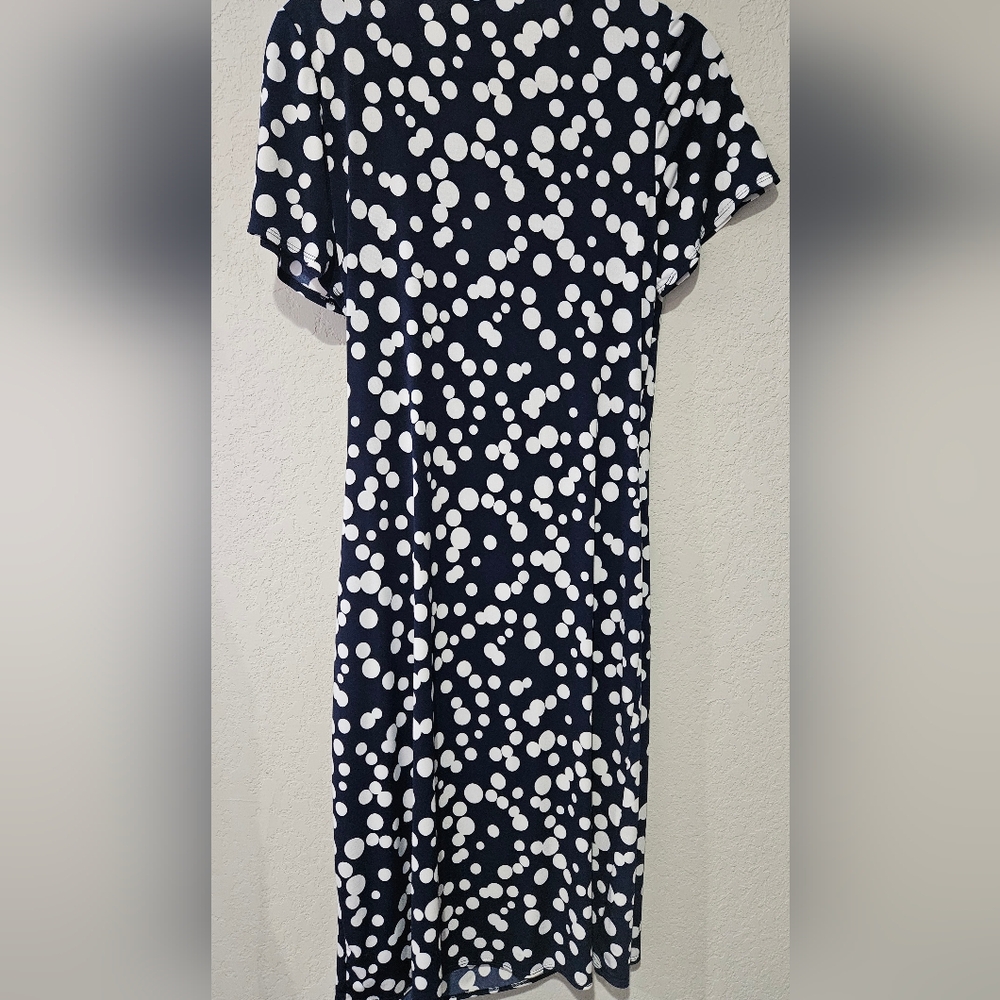 EUC Glamour Navy and White Polka Dot Midi Dress - Picture 6 of 8